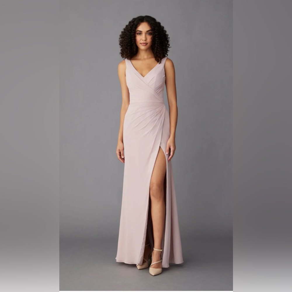 NEW - LAZARO - LOU V-NECK DRESS - DUSTY ROSE - SIZE  14
